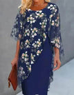 Printed  Floral Chiffon Fashion Straight Cut Modest  Dress