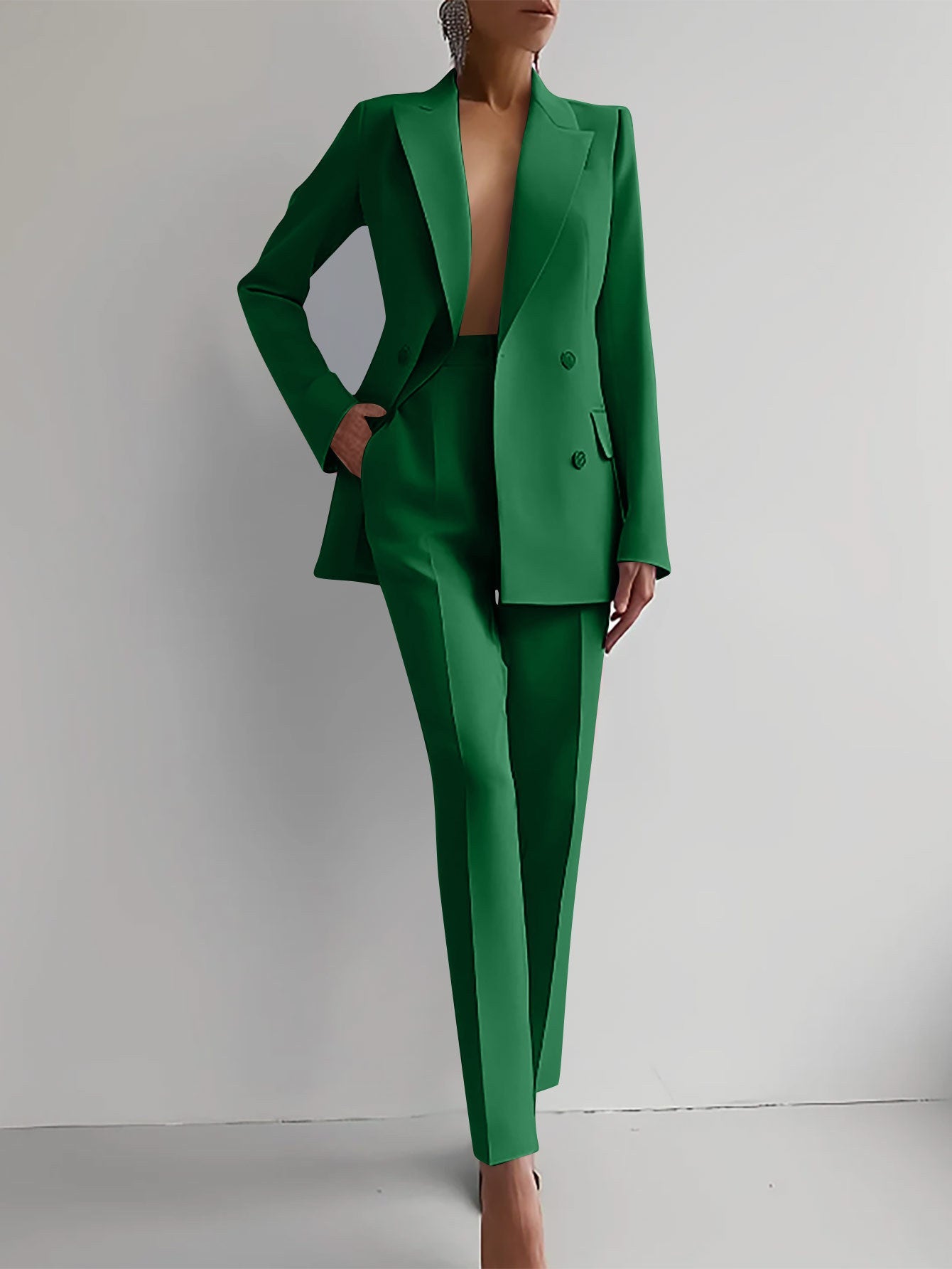Women's Business Casual Suit Set – Long Sleeve Blazer & Slim Trousers | Canada & USA
