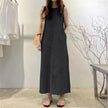 Women's Fashion Sleeveless Mum loose Long Denim Dress