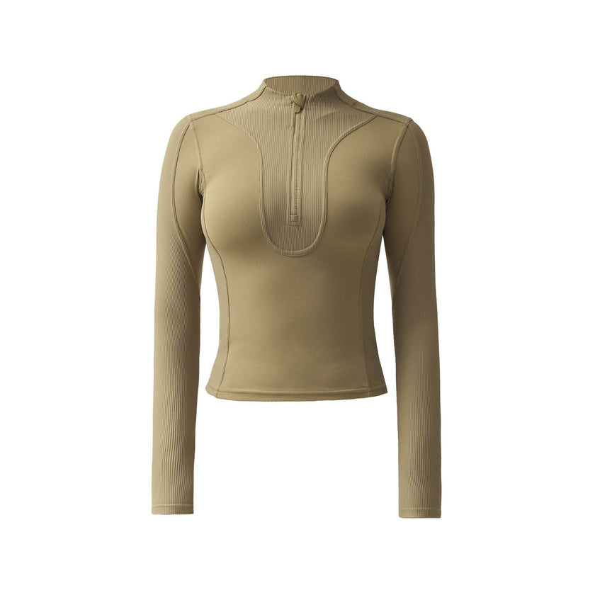 Long sleeve gym top for women Slim fit Half Zip Fitness Workout Top