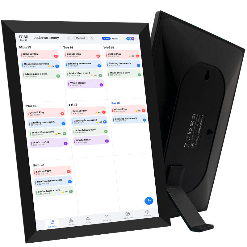 10.1-inch Smart Family Calendar Digital Photo Frame with Touchscreen & WiFi
