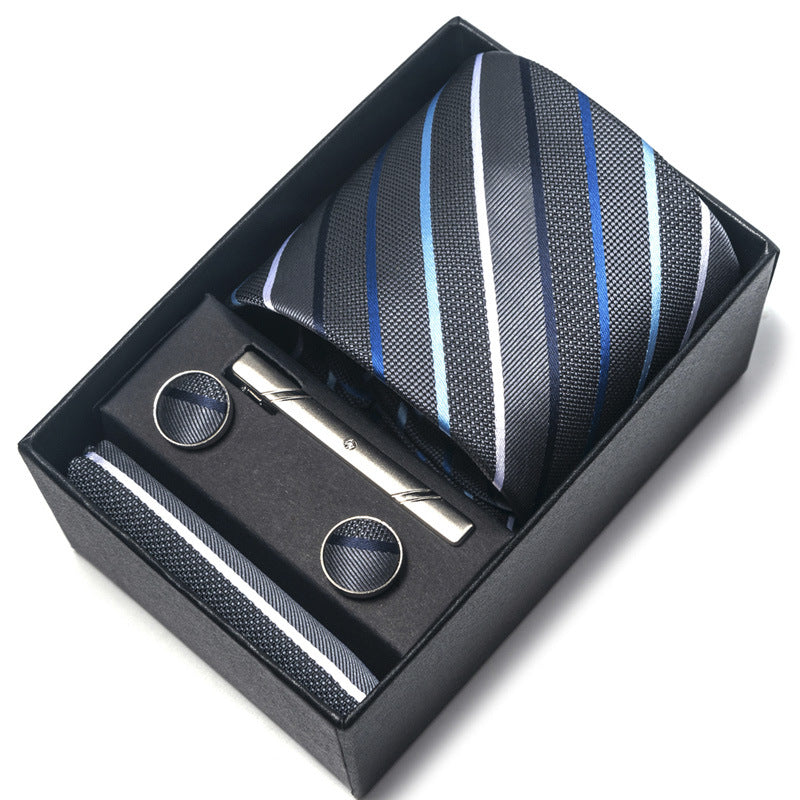 Men's Jacquard Woven Formal Tie Set – Rayon Arrow Necktie with Handkerchief, Tie Clip & Cufflinks | Canada & USA