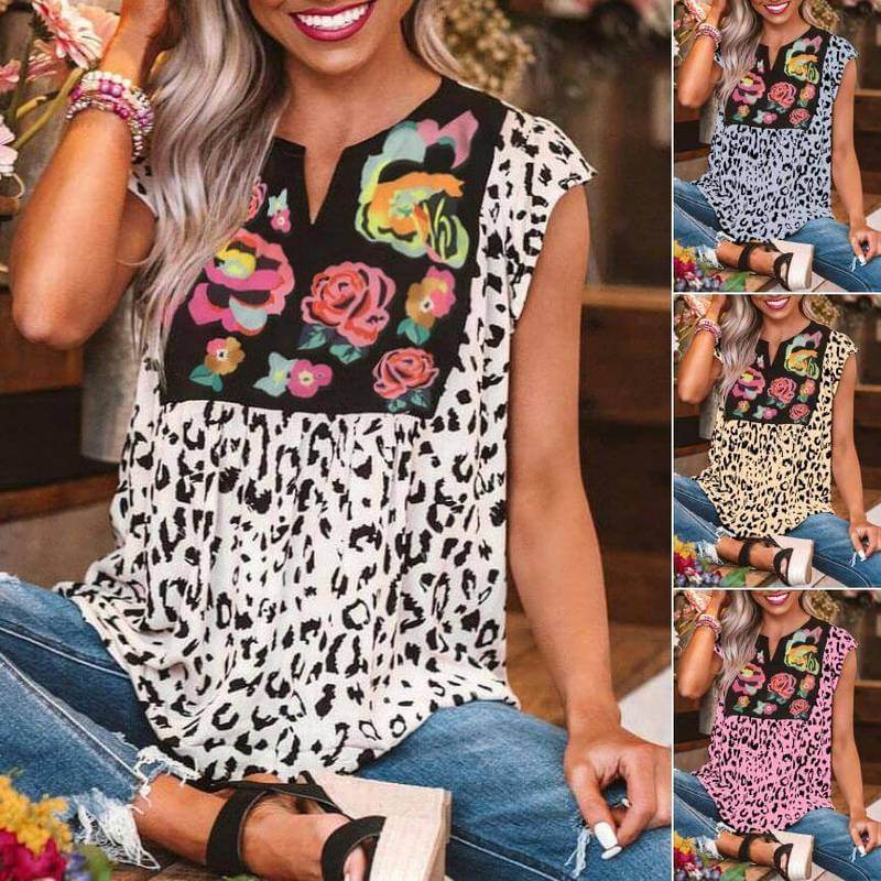 Women Casual Spring Summer Beach V Neck blouse top