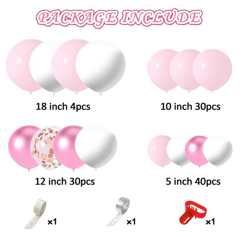 104-Piece Pink & White Balloon Garland Arch Kit – Wedding, Birthday & Baby Shower Party Decoration Set
