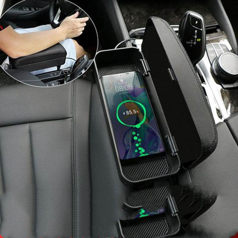 Car Armrest Box Centre Console with Wireless Charging & Adjustable Armrest Pad