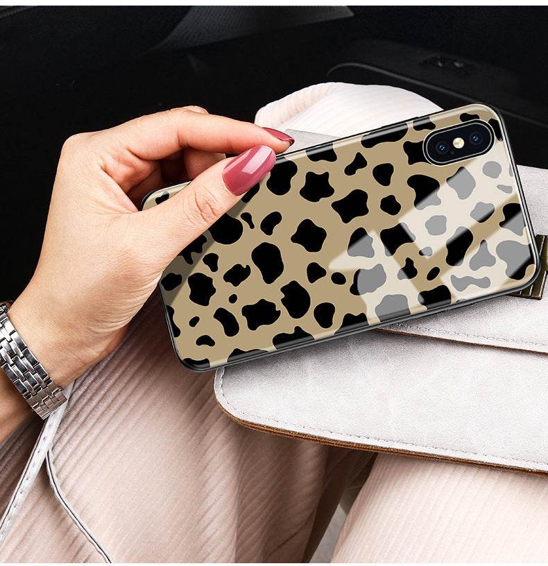 Luxury Leopard Tempered Glass Mirror iphone Case