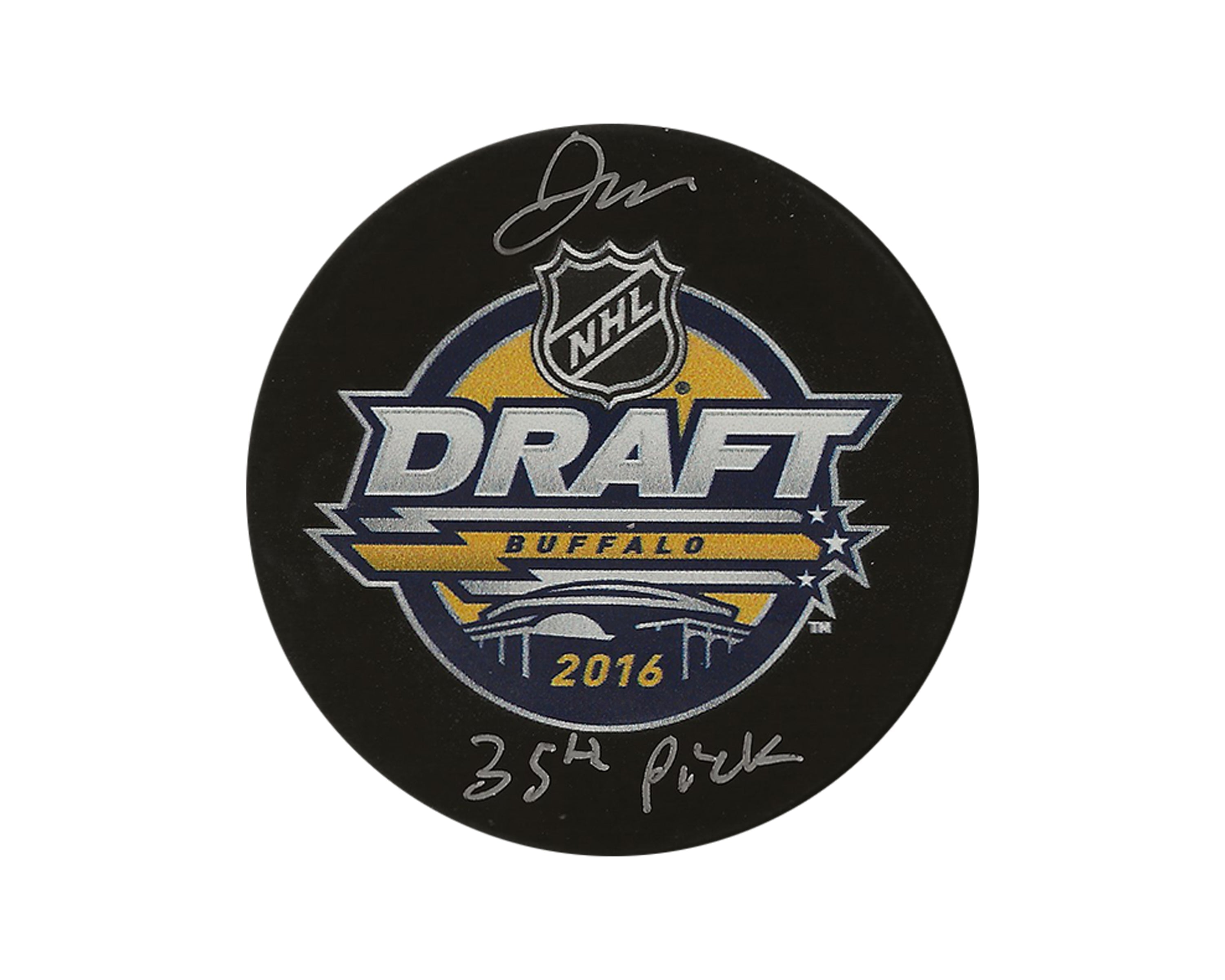 Jordan Kyrou Autographed 2016 NHL Draft Puck Inscribed 