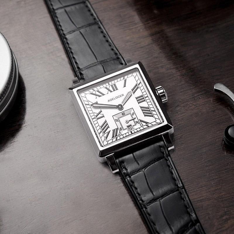 Men's Leather Watch Automatic Mechanical Waterproof Dress Watch