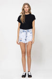 Super High Rise Acid Washed Denim Shorts