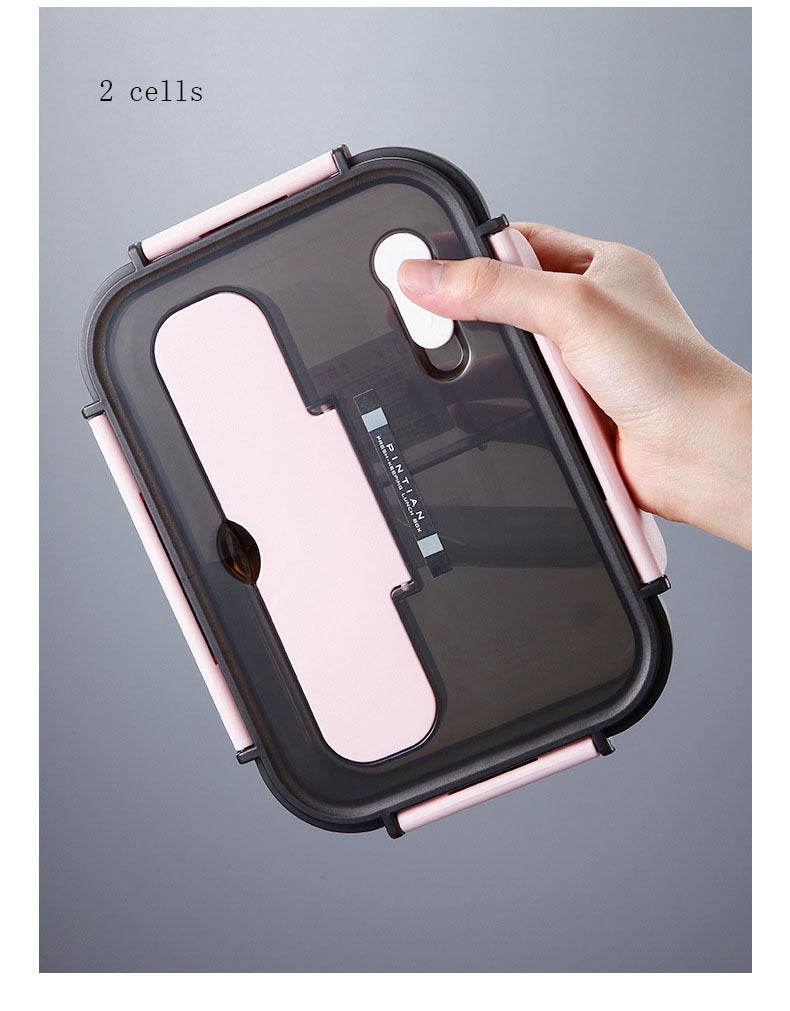 Portable Kids Bento Plastic Lunch Box with Cutleries