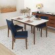 Laura Blue Linen Solid Wood Dining Chair  Set Of 2 Mid-Century Modern Style