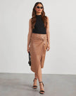 Women's Split Mid-length Hot Girl Hip Leather Wrap Skirt