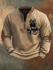 Casual 3D Digital Printing Stand Collar Men's Street Quarter Zip Sweatshirt top