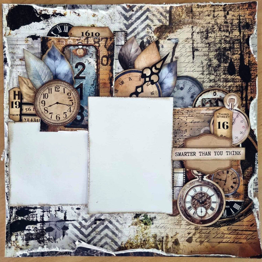 3Quarter Designs Eclectic Clocks 12x12 Design Paper & Diecuts Set