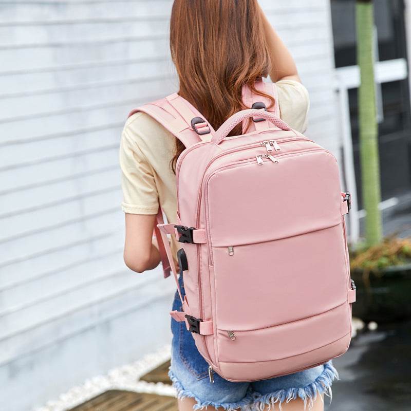 Large Capacity Girls School Laptop Backpack – Black & Pink | 18
