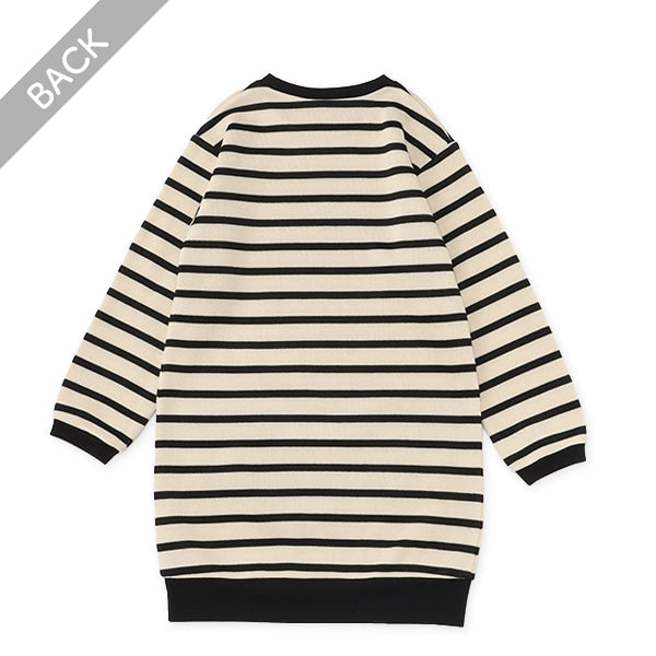 西松屋 ELFINDOLL 裏起毛ニットソーボーダー長袖ワンピース 正規品