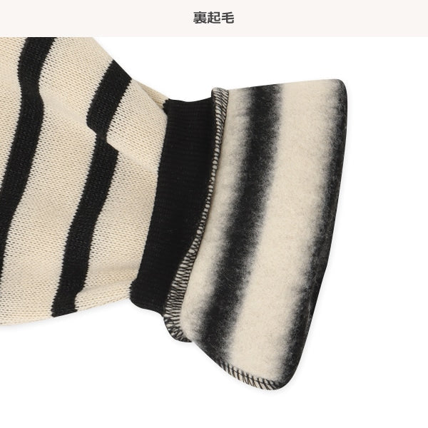 西松屋 ELFINDOLL 裏起毛ニットソーボーダー長袖ワンピース 正規品