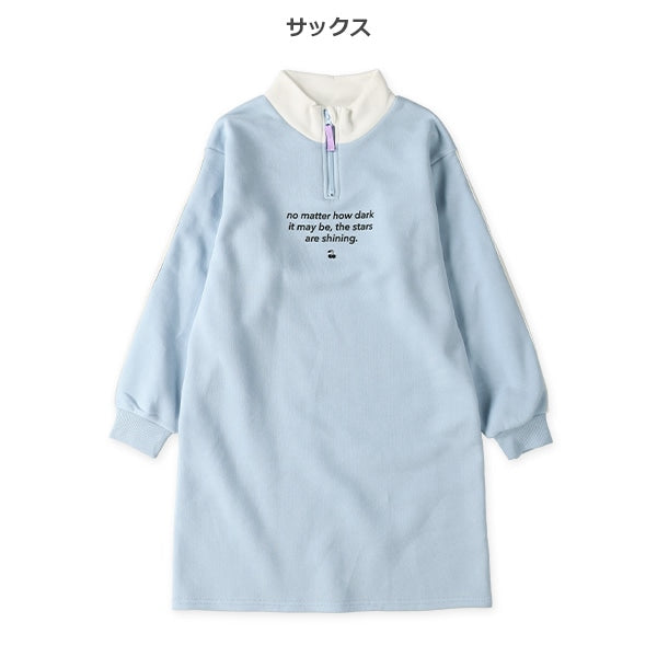 西松屋 ELFINDOLL 裏起毛ハーフジップロゴ長袖ワンピース 正規品