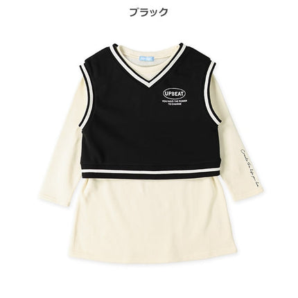 西松屋 裏起毛ベスト付き長袖ワンピース 正規品