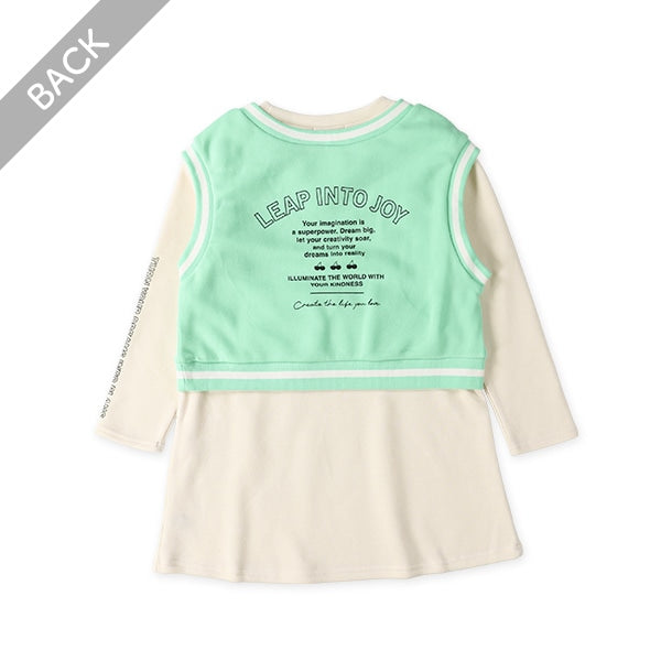 西松屋 裏起毛ベスト付き長袖ワンピース 正規品