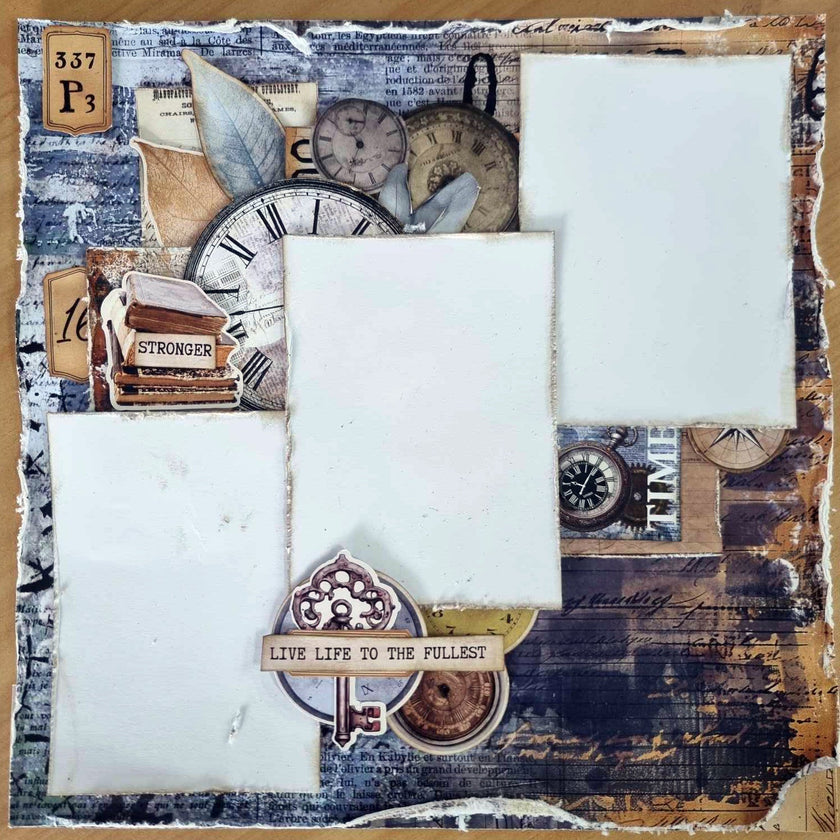 3Quarter Designs Eclectic Clocks 12x12 Design Paper & Diecuts Set