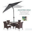 9 X 7 Ft Patio Umbrella Outdoor Table Market With Crank Solar LED Lights Tilt Button For Deck Dark Gray
