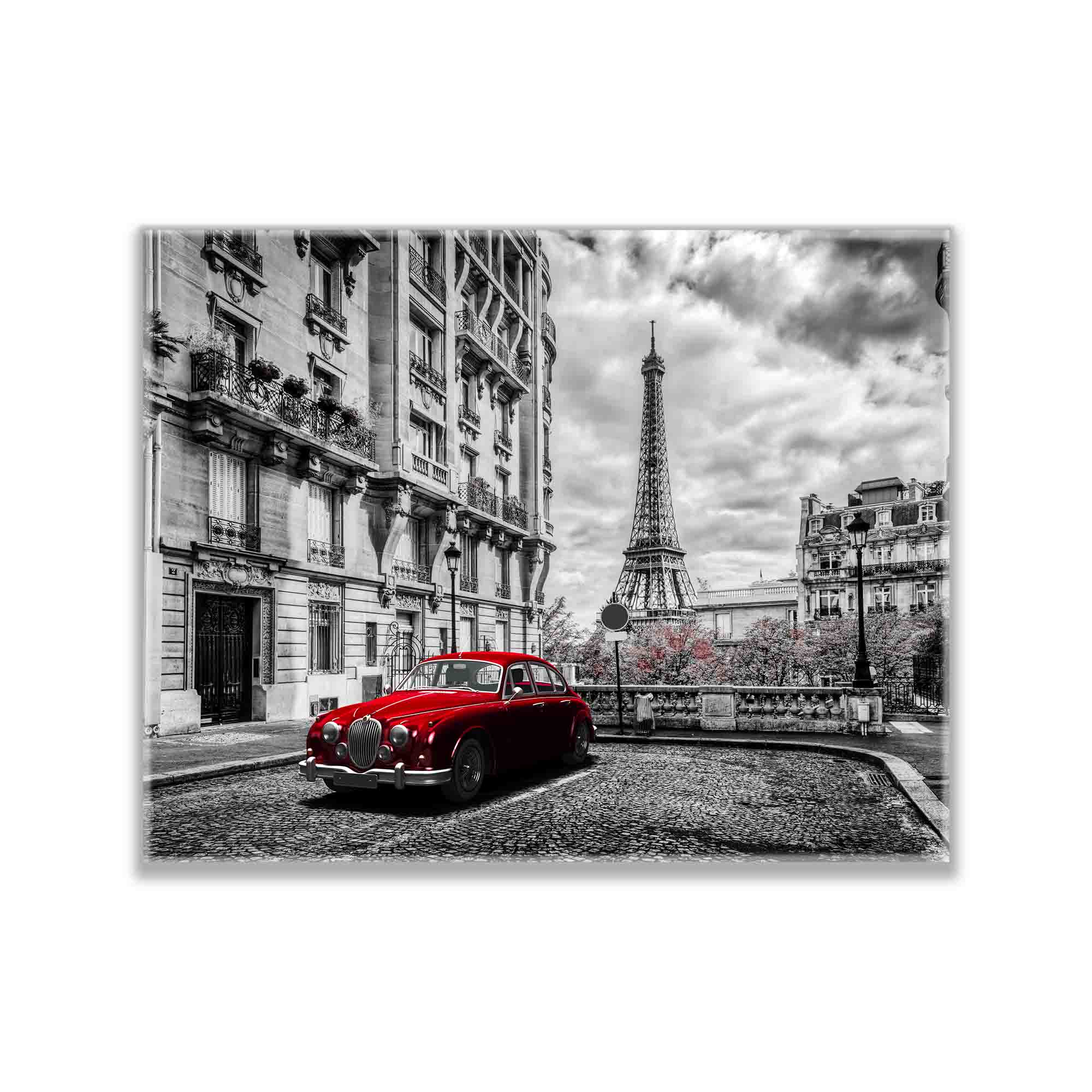 Toile imprimée - Tour Eiffel noir, blanc et rouge - Décoration murale