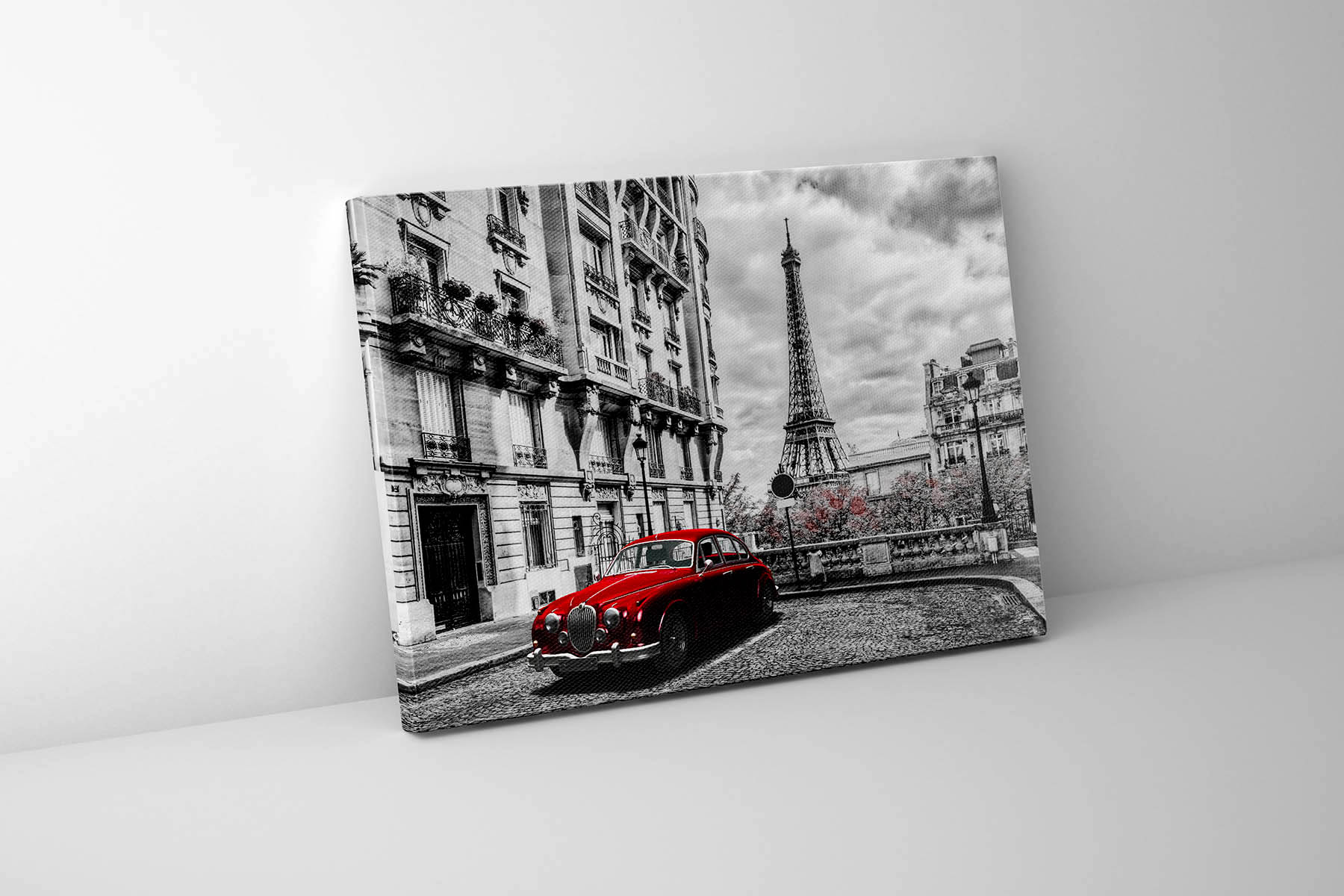 Toile imprimée - Tour Eiffel noir, blanc et rouge - Décoration murale