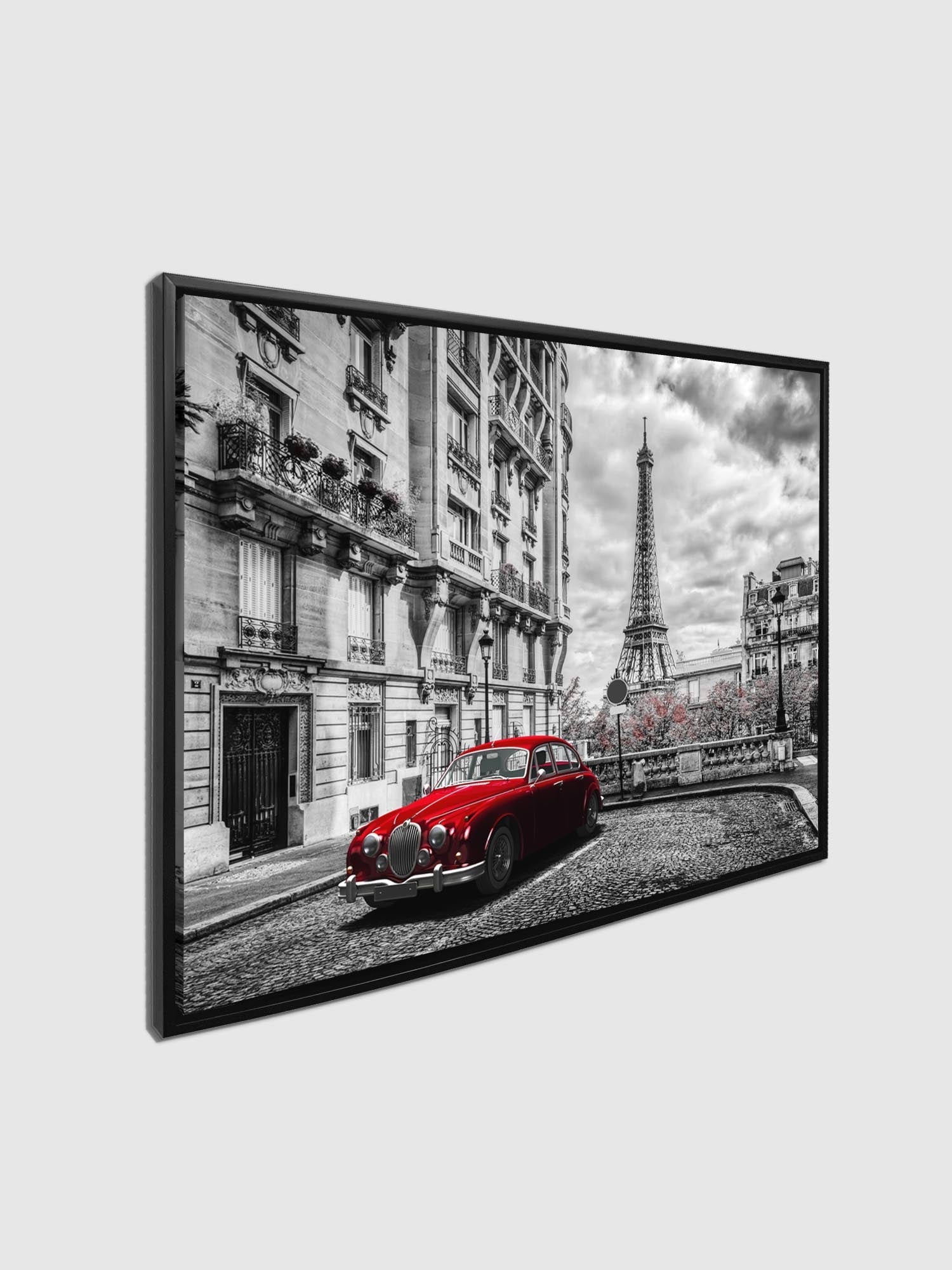 Toile imprimée - Tour Eiffel noir, blanc et rouge - Décoration murale