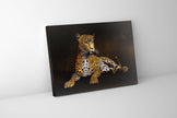 Léopard - Tableau sur toile représentant un animal sauvage - Décoration murale - Vernis doré appliqué à la main #4836-047
