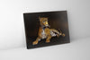 Léopard - Tableau sur toile représentant un animal sauvage - Décoration murale - Vernis doré appliqué à la main #4836-047