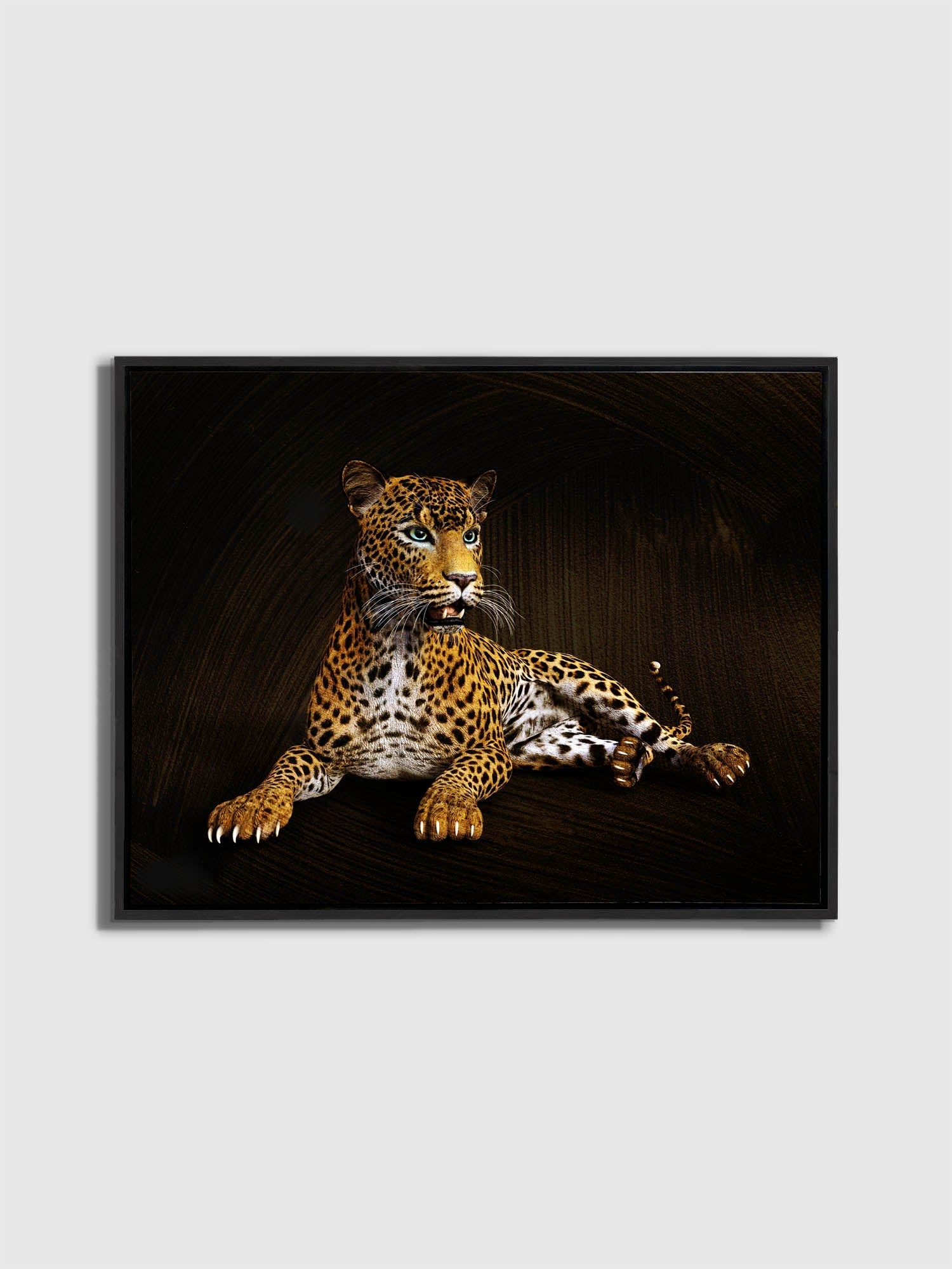 Léopard - Tableau sur toile représentant un animal sauvage - Décoration murale - Vernis doré appliqué à la main #4836-047