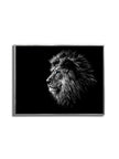 Wildlife Canvas Art-Lions Head Blue Eye in Black and White -Silver varnish