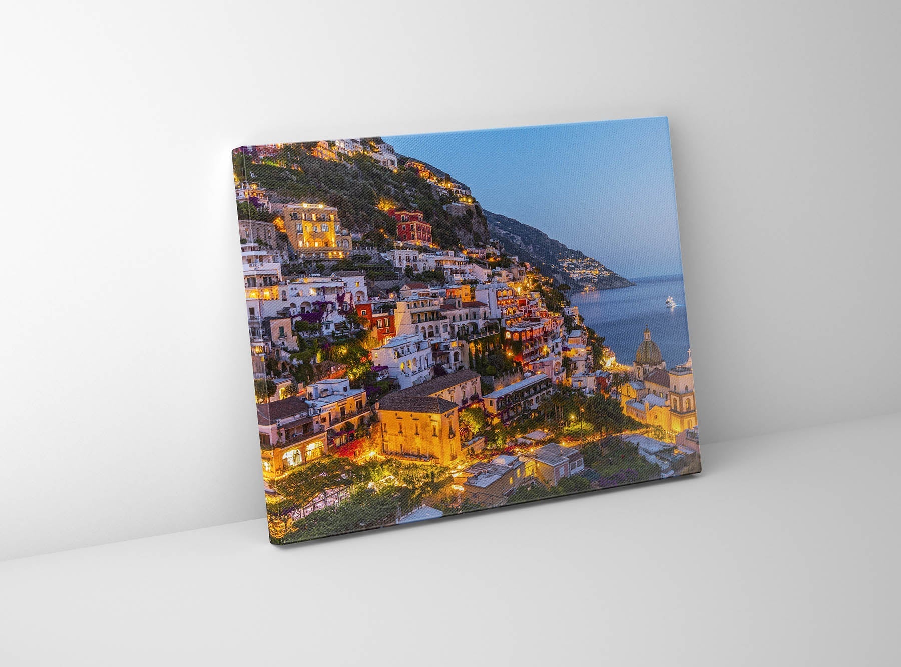 Côte d'Amalfi vibrante - Impression sur toile - Vue panoramique