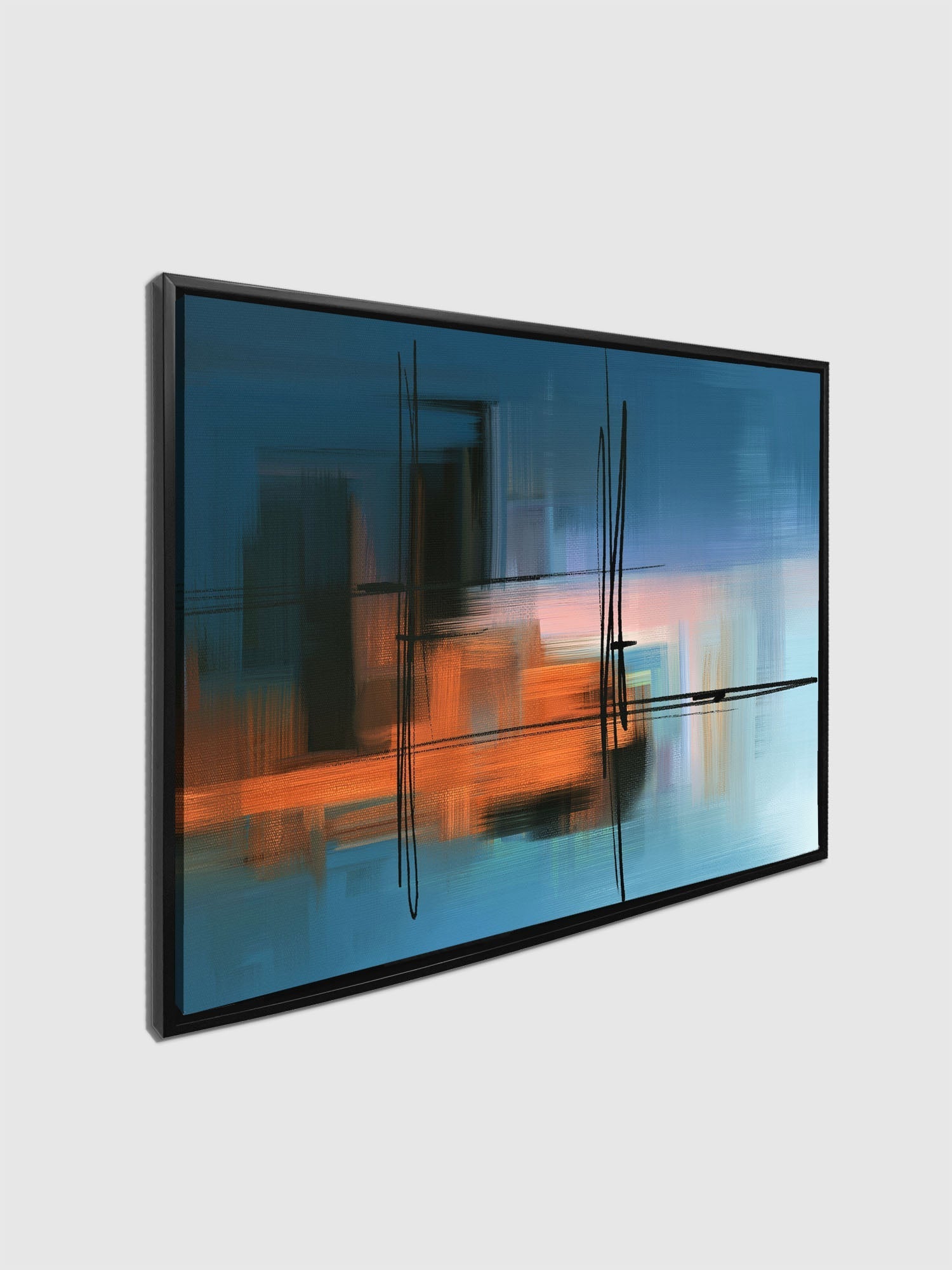 Wall Art-Hues of Blue Abstract- Fine Art Canvas - RGB varnish #4836-105