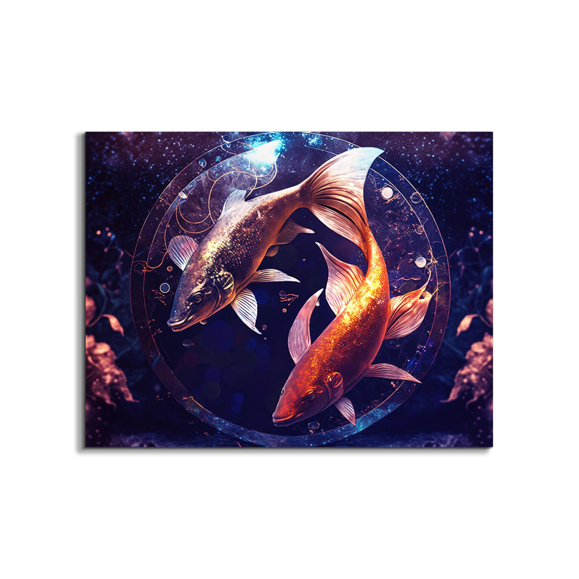 Toile imprimée - Symbole du poisson du signe astrologique Poissons - Décoration murale