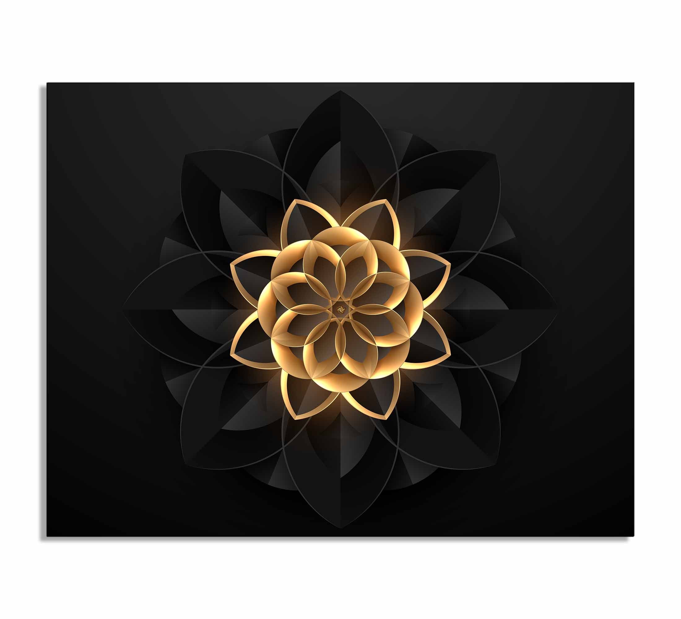 Art mural abstrait floral en noir et or - Art mural raffiné et moderne - Vernis doré