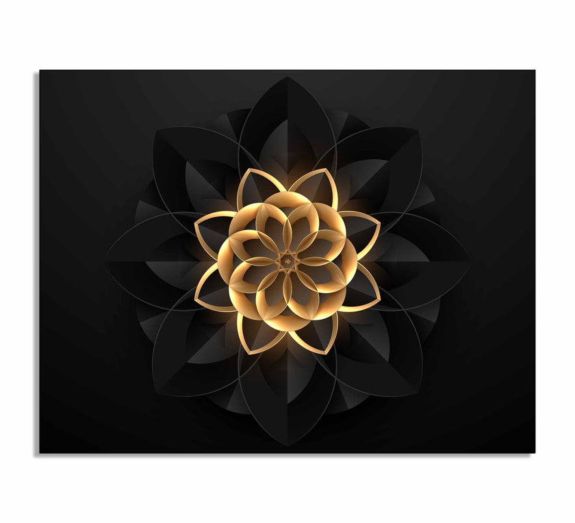 Art mural abstrait floral en noir et or - Art mural raffiné et moderne - Vernis doré