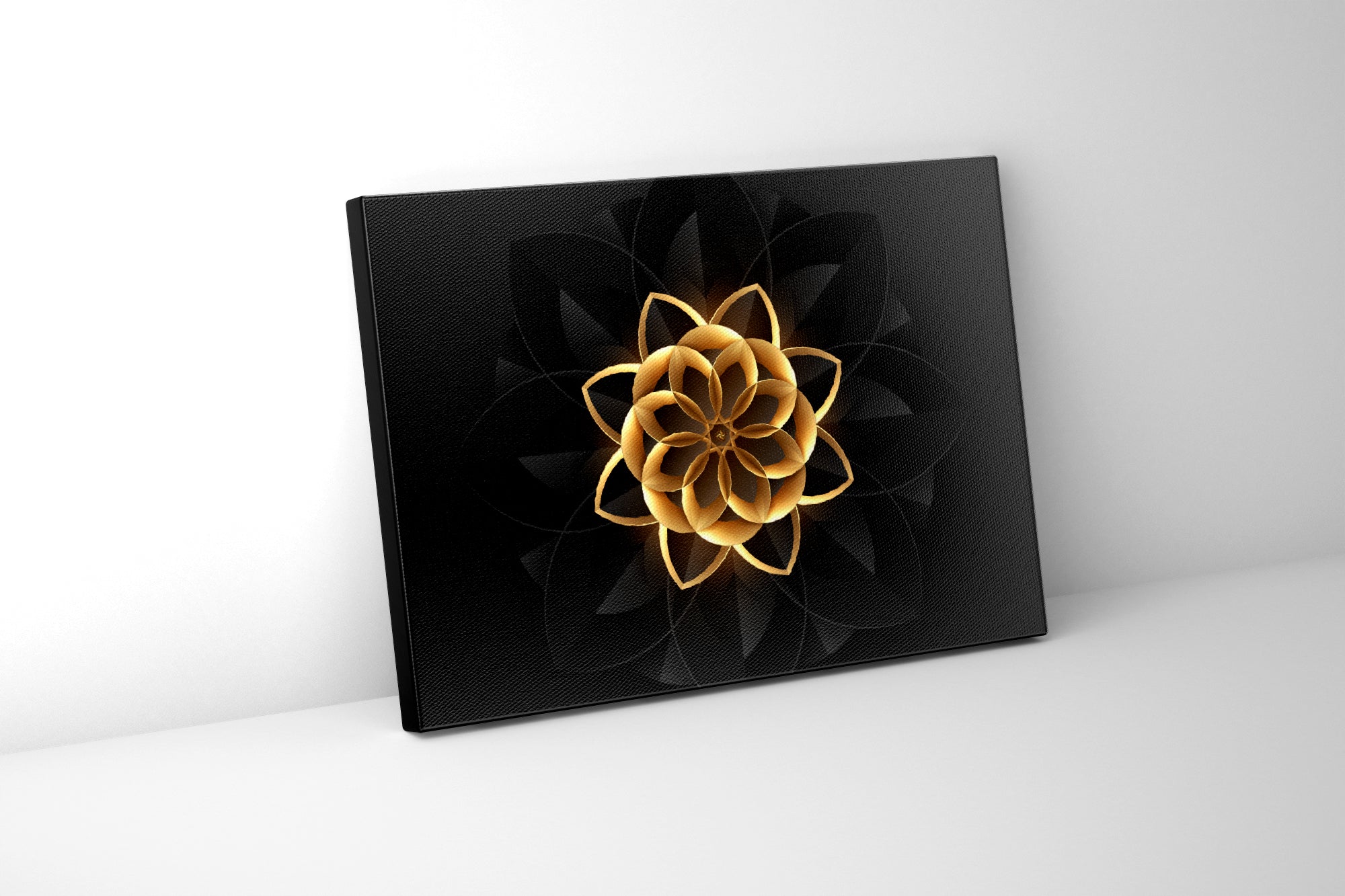 Art mural abstrait floral en noir et or - Art mural raffiné et moderne - Vernis doré