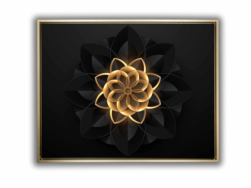Art mural abstrait floral en noir et or - Art mural raffiné et moderne - Vernis doré