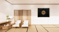 Art mural abstrait floral en noir et or - Art mural raffiné et moderne - Vernis doré