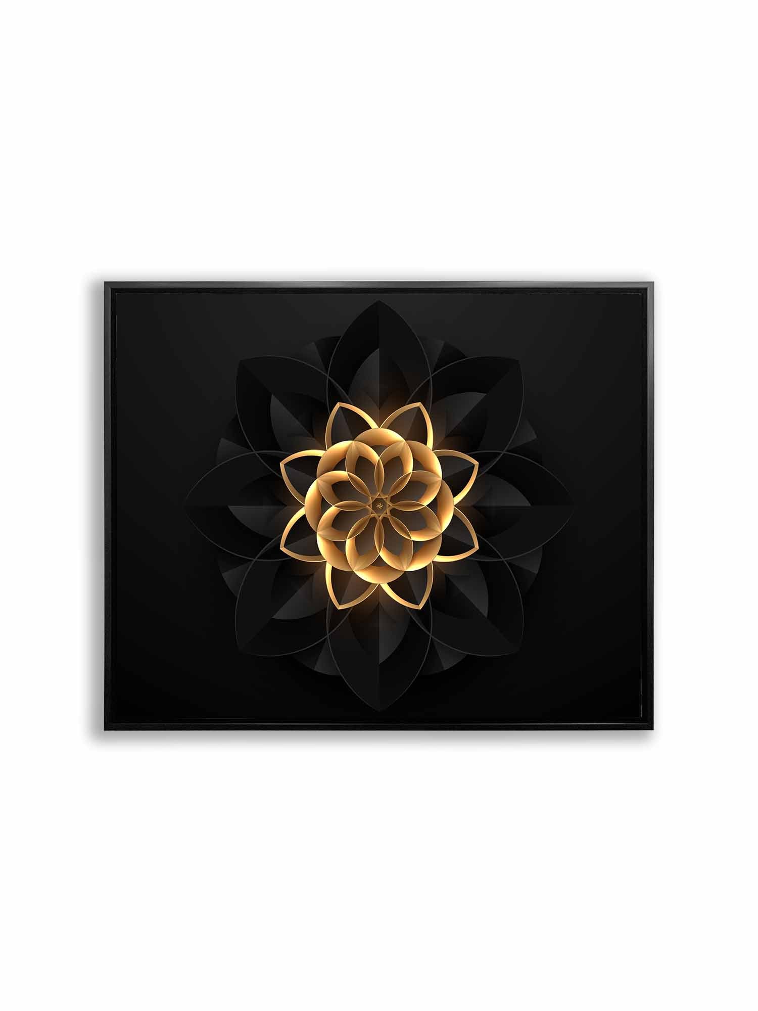 Art mural abstrait floral en noir et or - Art mural raffiné et moderne - Vernis doré