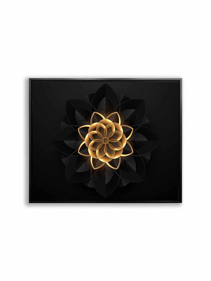 Art mural abstrait floral en noir et or - Art mural raffiné et moderne - Vernis doré