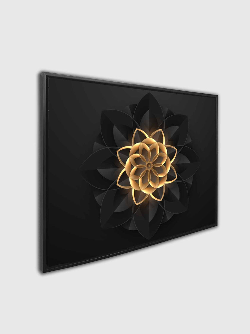 Art mural abstrait floral en noir et or - Art mural raffiné et moderne - Vernis doré