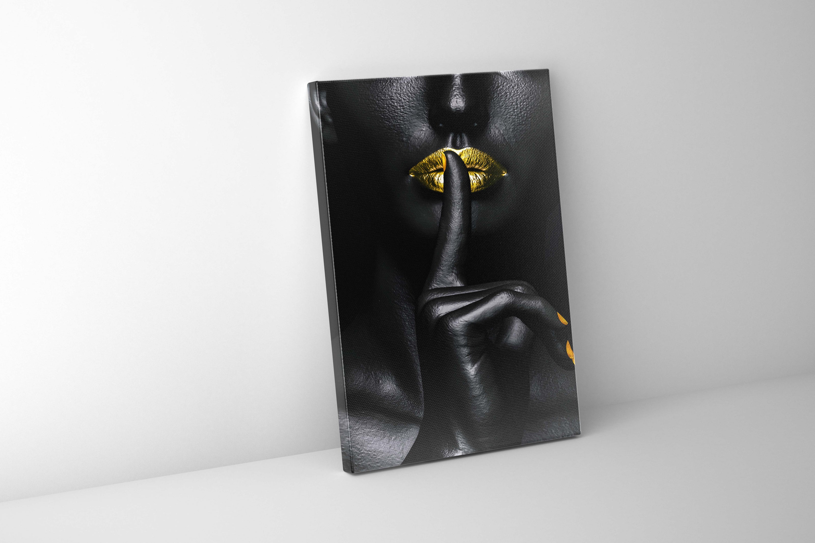 Noir Or - Art mural abstrait or et noir - Beaux-arts -