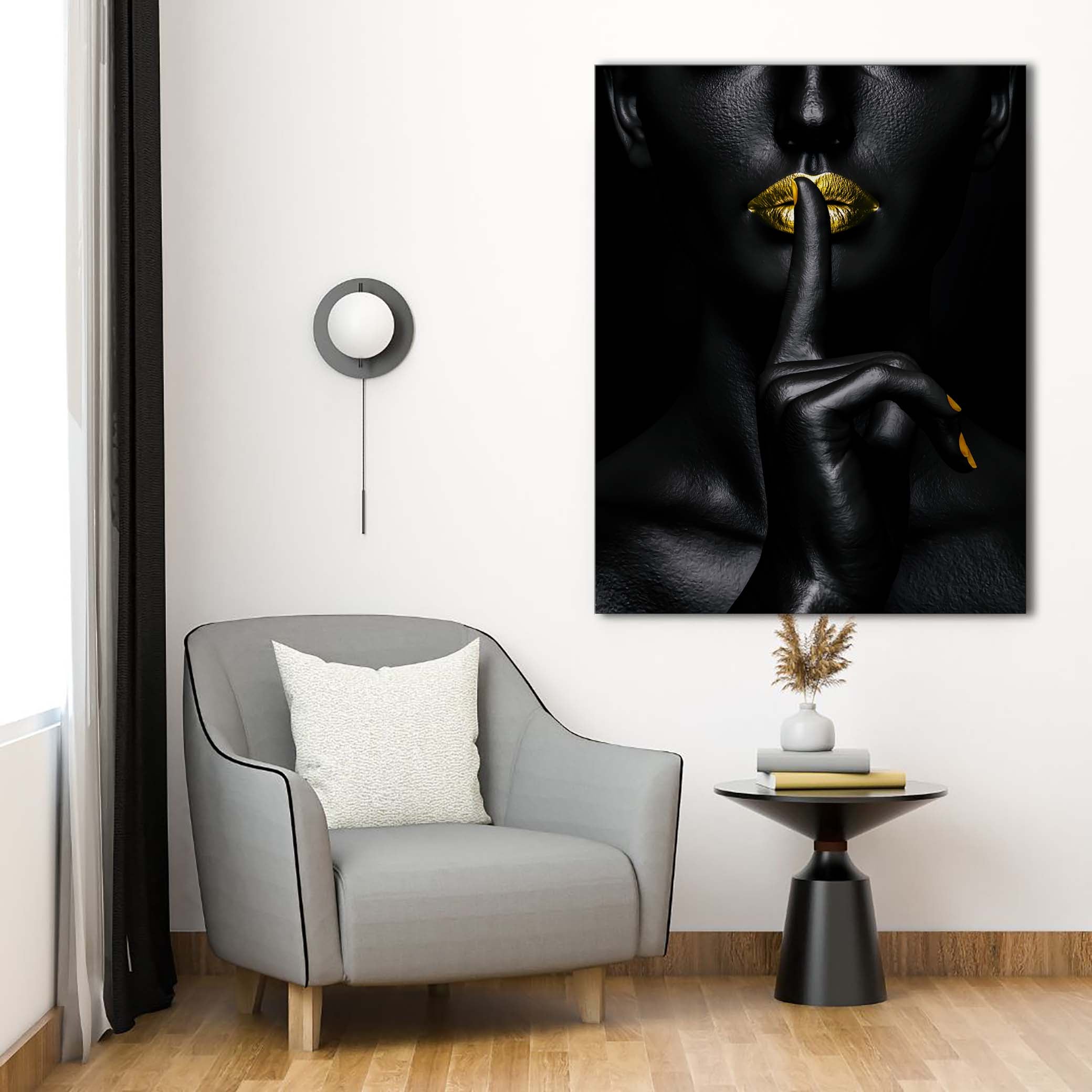 Noir Or - Art mural abstrait or et noir - Beaux-arts -