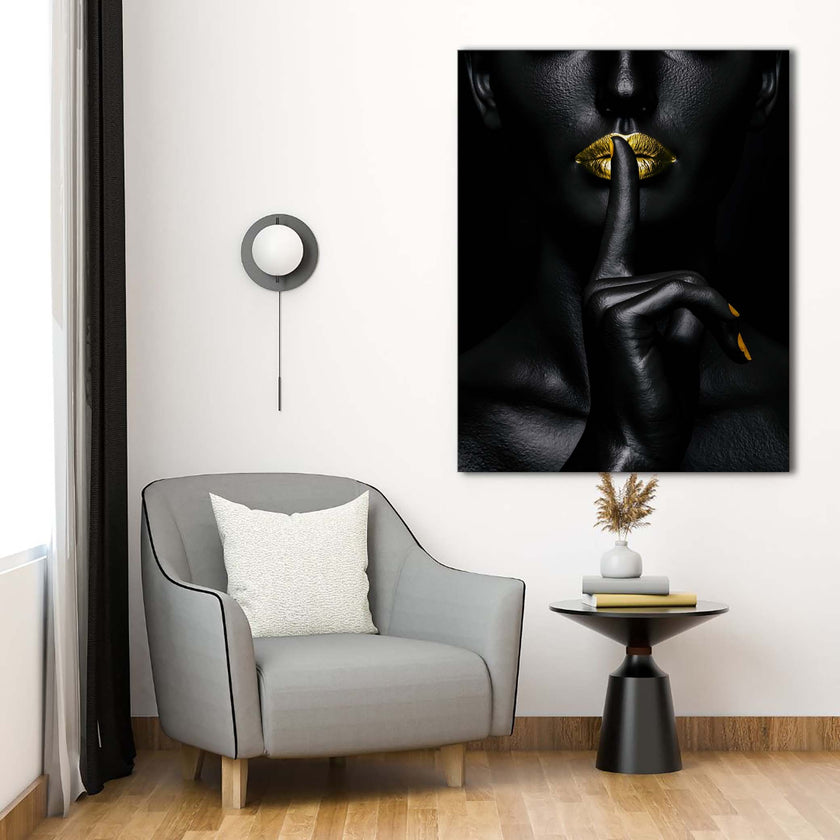 Noir Or - Art mural abstrait or et noir - Beaux-arts -