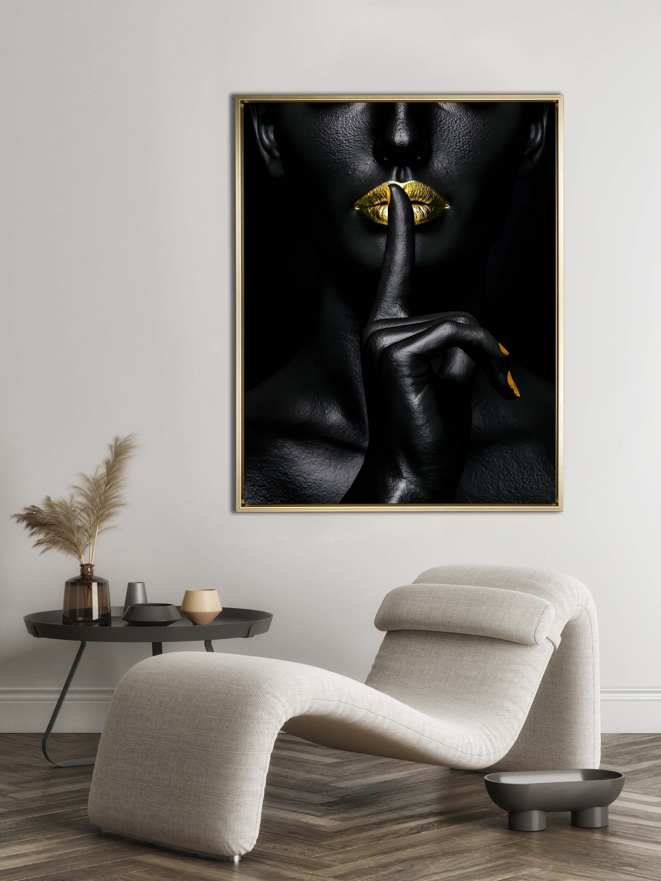 Noir Or - Art mural abstrait or et noir - Beaux-arts -