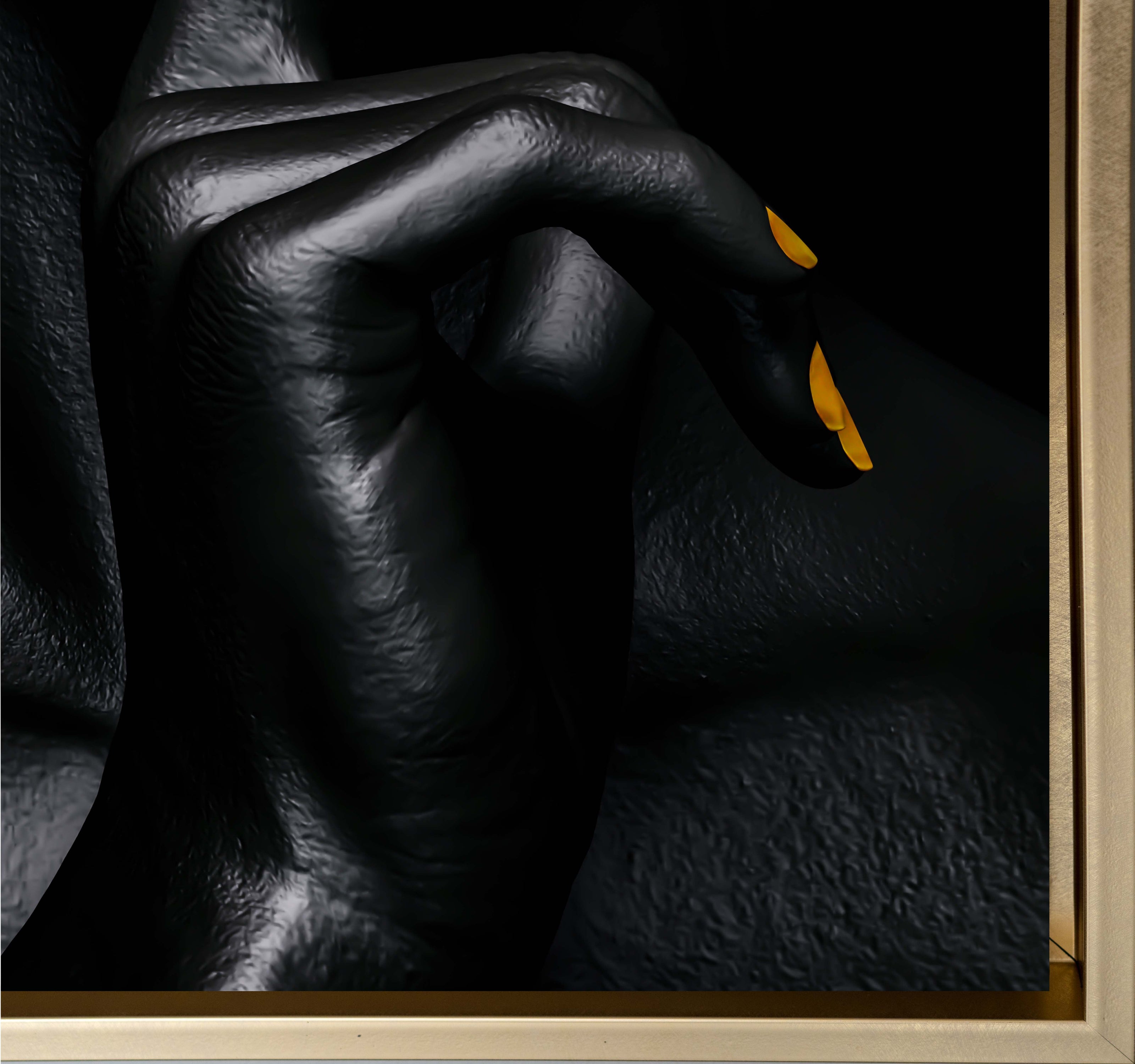 Noir Or - Art mural abstrait or et noir - Beaux-arts -