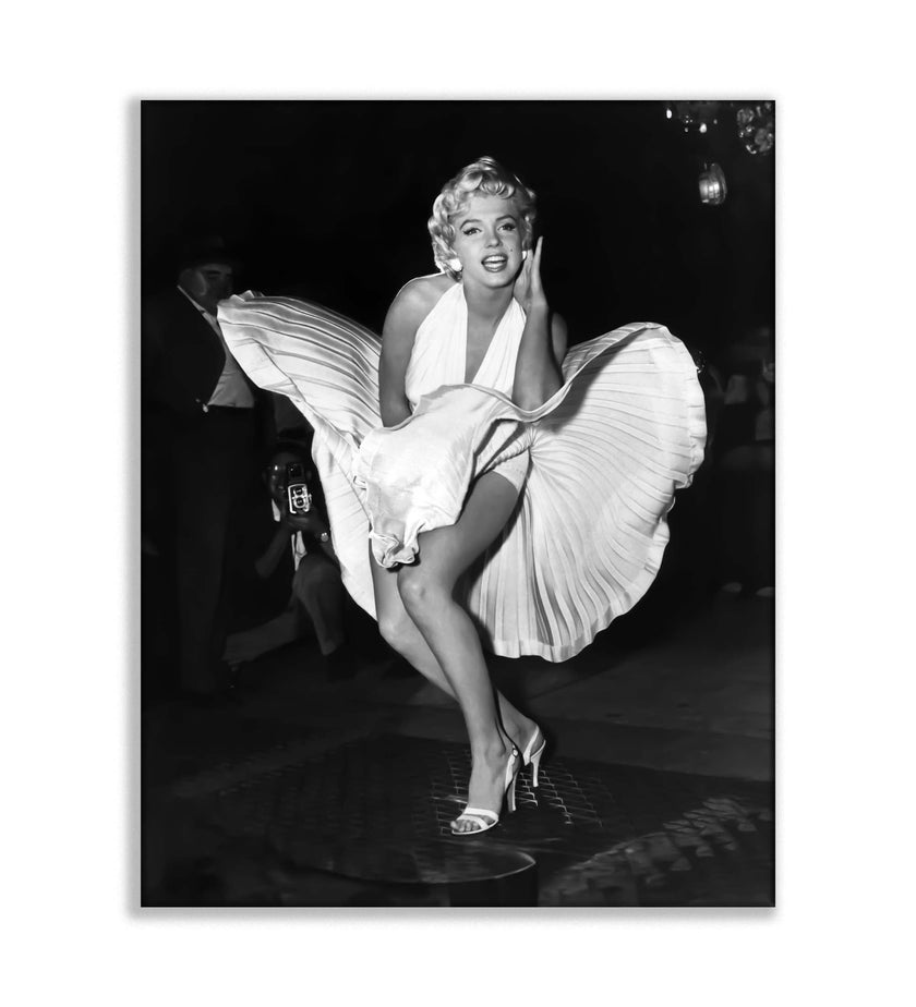 Art mural - Scène emblématique de Marilyn en robe blanche - Impression sur toile